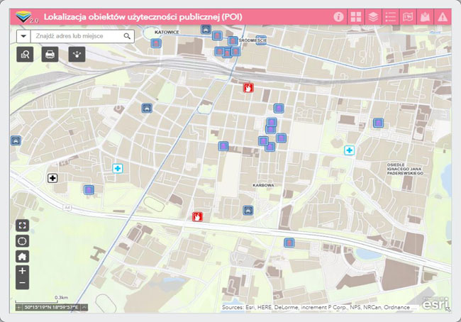 Lokalizacja obiektów użyteczności publicznej (POI)